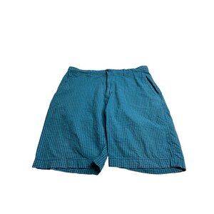 Gap Mens Cotton Shorts Green Blue Plaid Size 35 Preppy